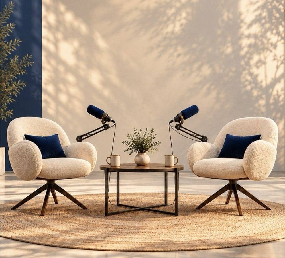 Two armchairs set up for a conversation